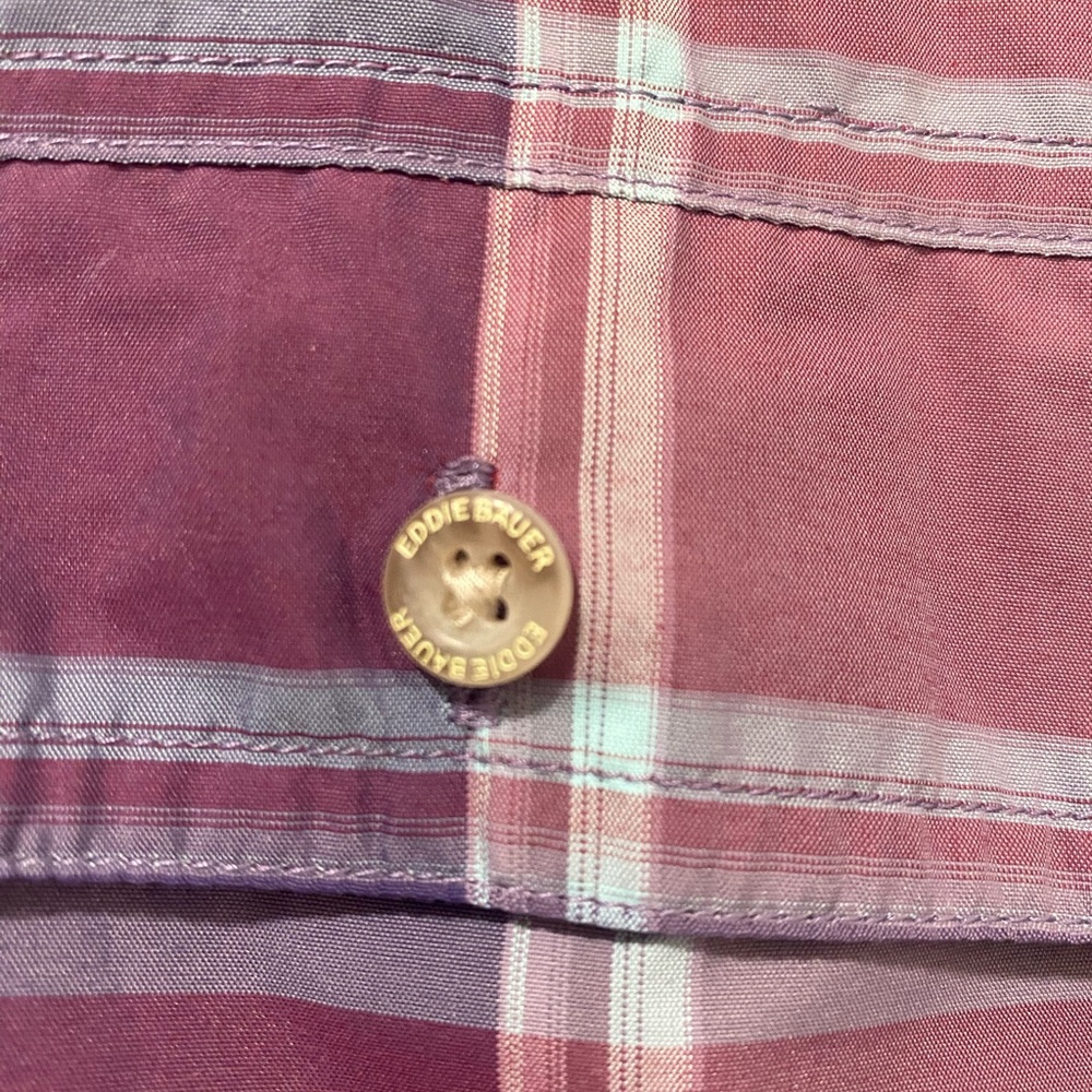 Eddie Bauer Purple Plaid Button-Down Shirt - Picture 6 of 6